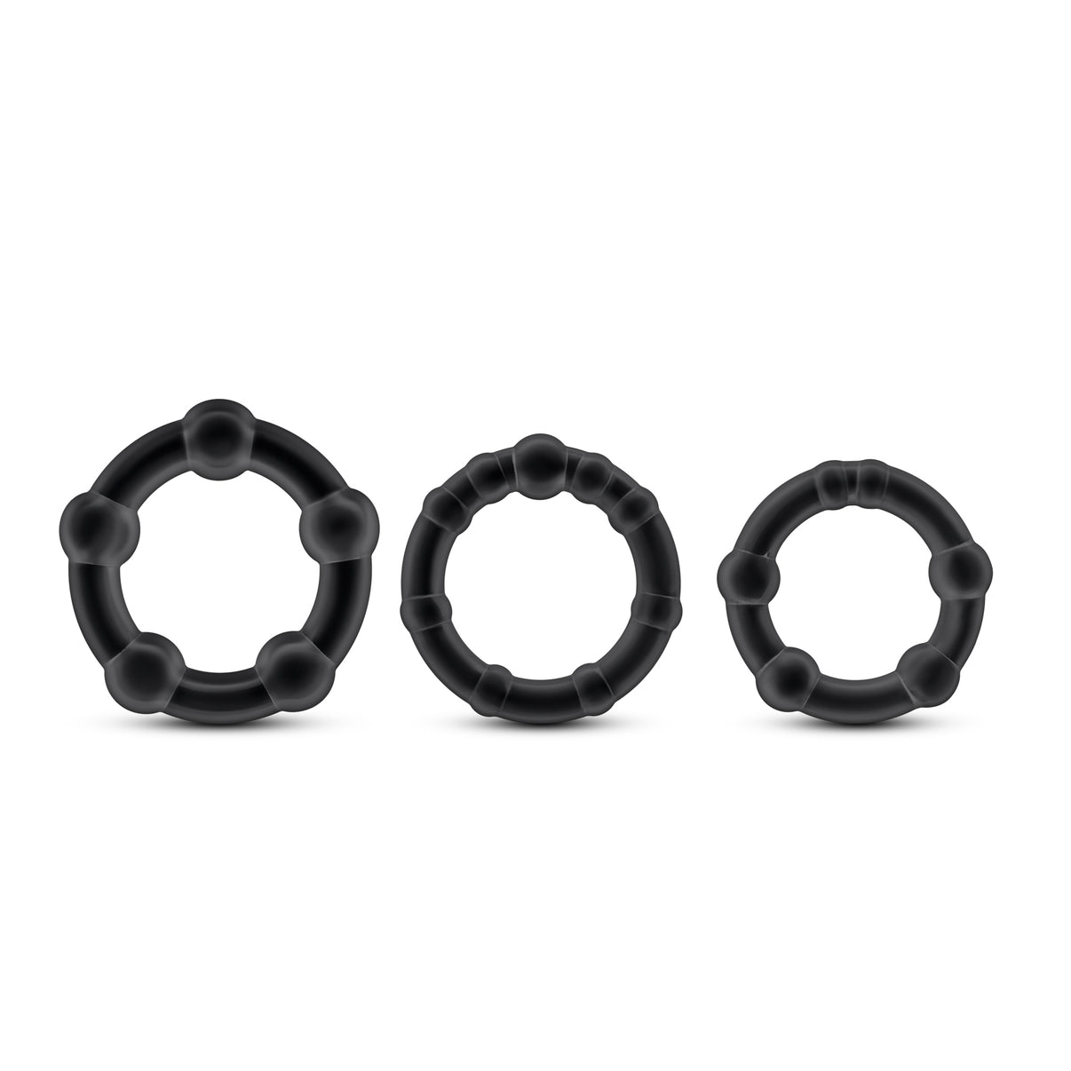 Stay Hard - Beaded Penis Rings - 3 Pack - Black | 853858007383 | Discreet Personal Wellness