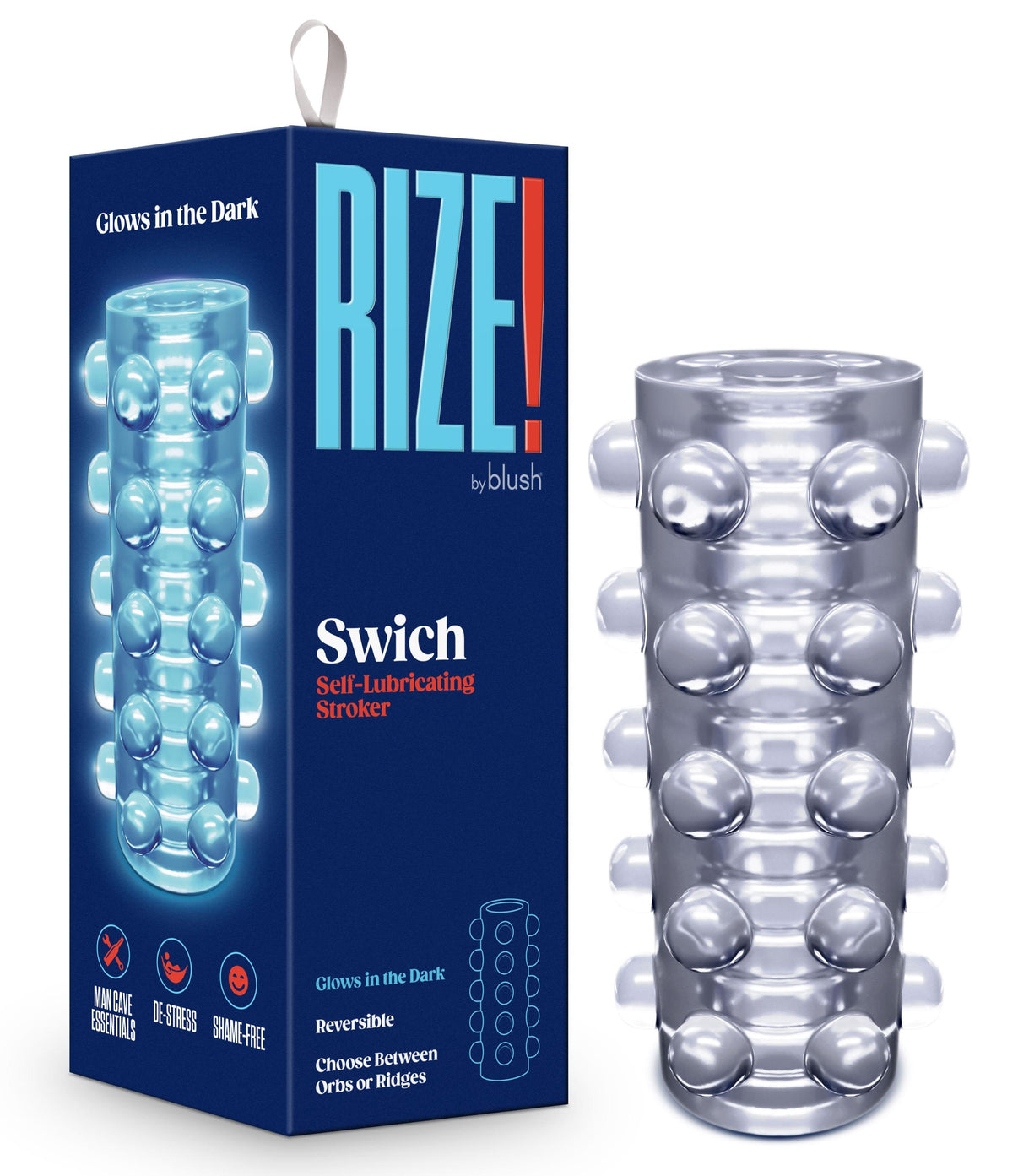 Rize - Swich - Glow in the Dark Self -Lubricating Stroker - Clear | 819835029274 | Discreet Personal Wellness