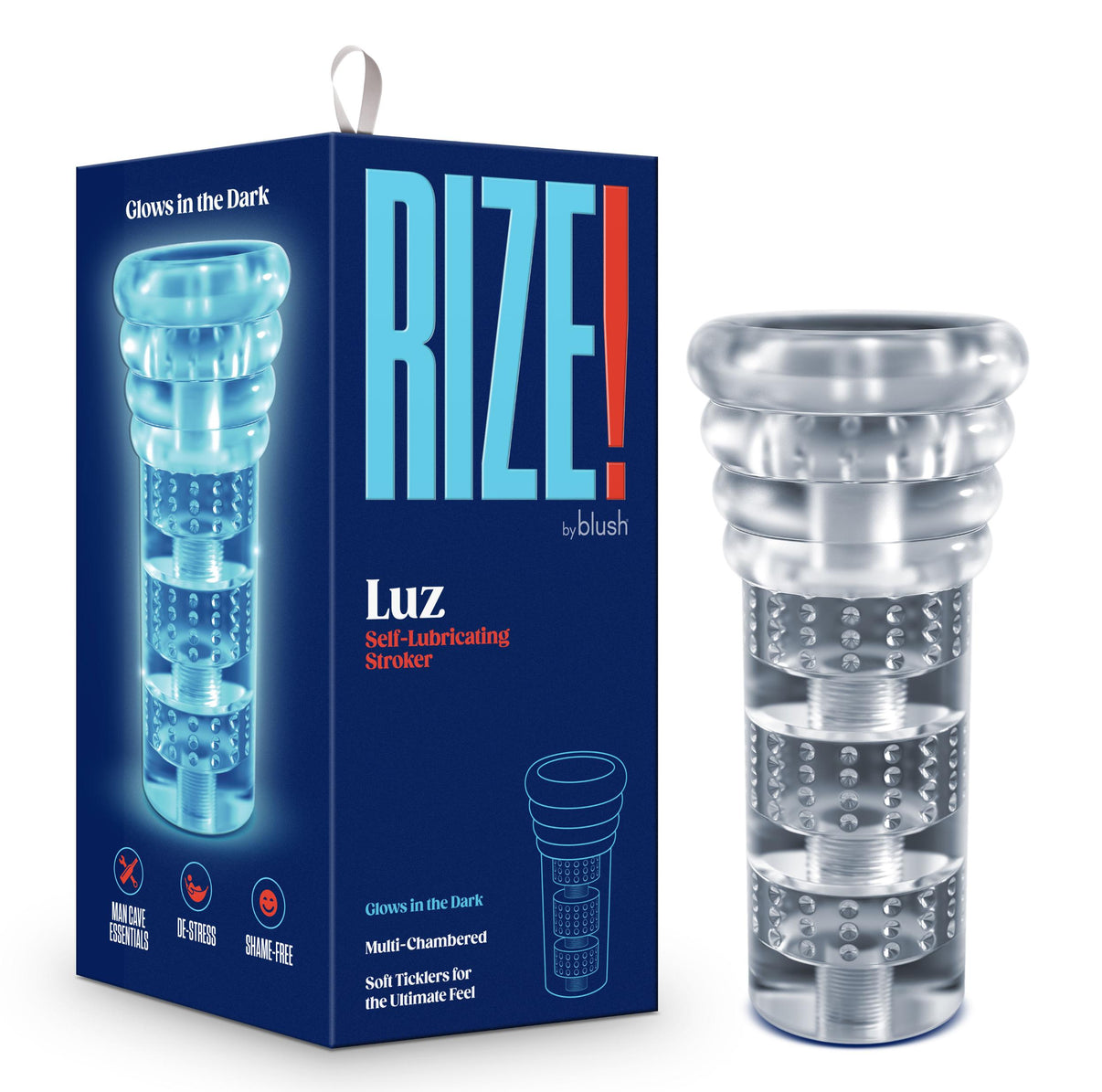 Rize - Luz - Glow in the Dark Self- Lubricating Stroker - Clear | 819835029267 | Discreet Personal Wellness