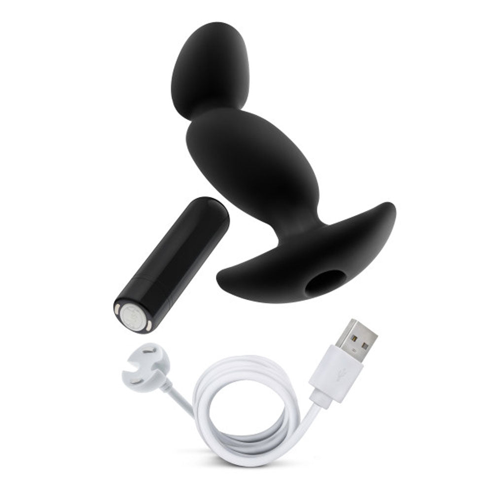 Anal Adventures - Platinum - Silicone Vibrating Prostate Massager 04 -Black | 819835026495 | Discreet Personal Wellness