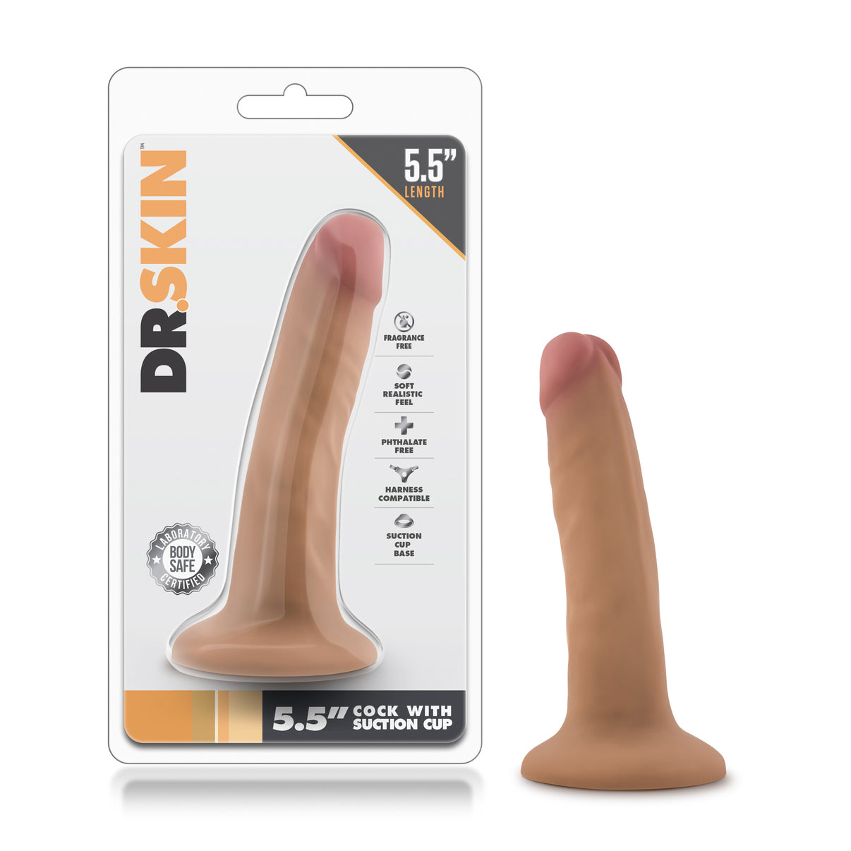 Dr. Skin - 5.5 Inch Penis With Suction Cup - Mocha | 819835021346 | Discreet Personal Wellness