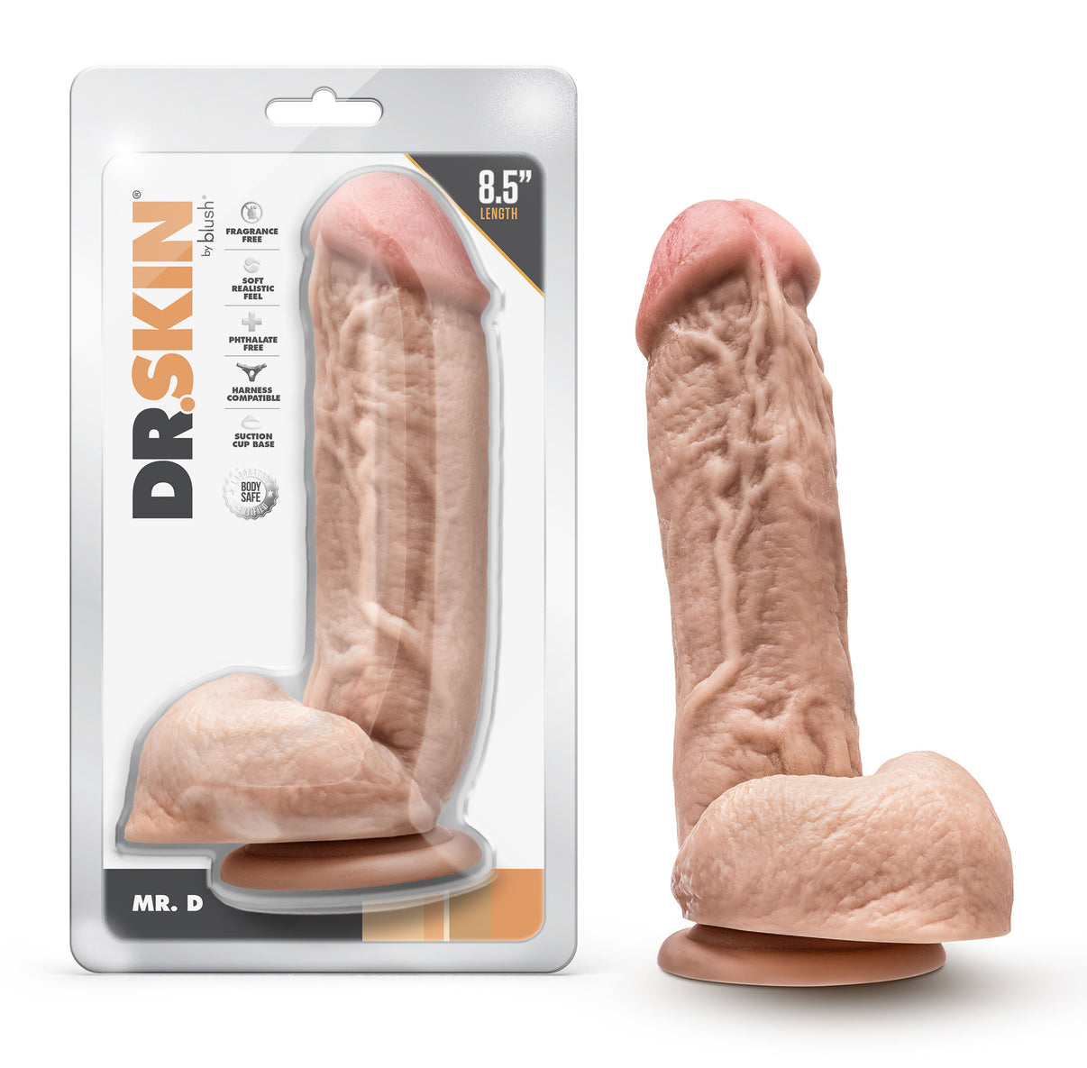 Dr. Skin - Mr. D - 8.5 Inch Dildo With Balls - Beige | 819835029373 | Discreet Personal Wellness