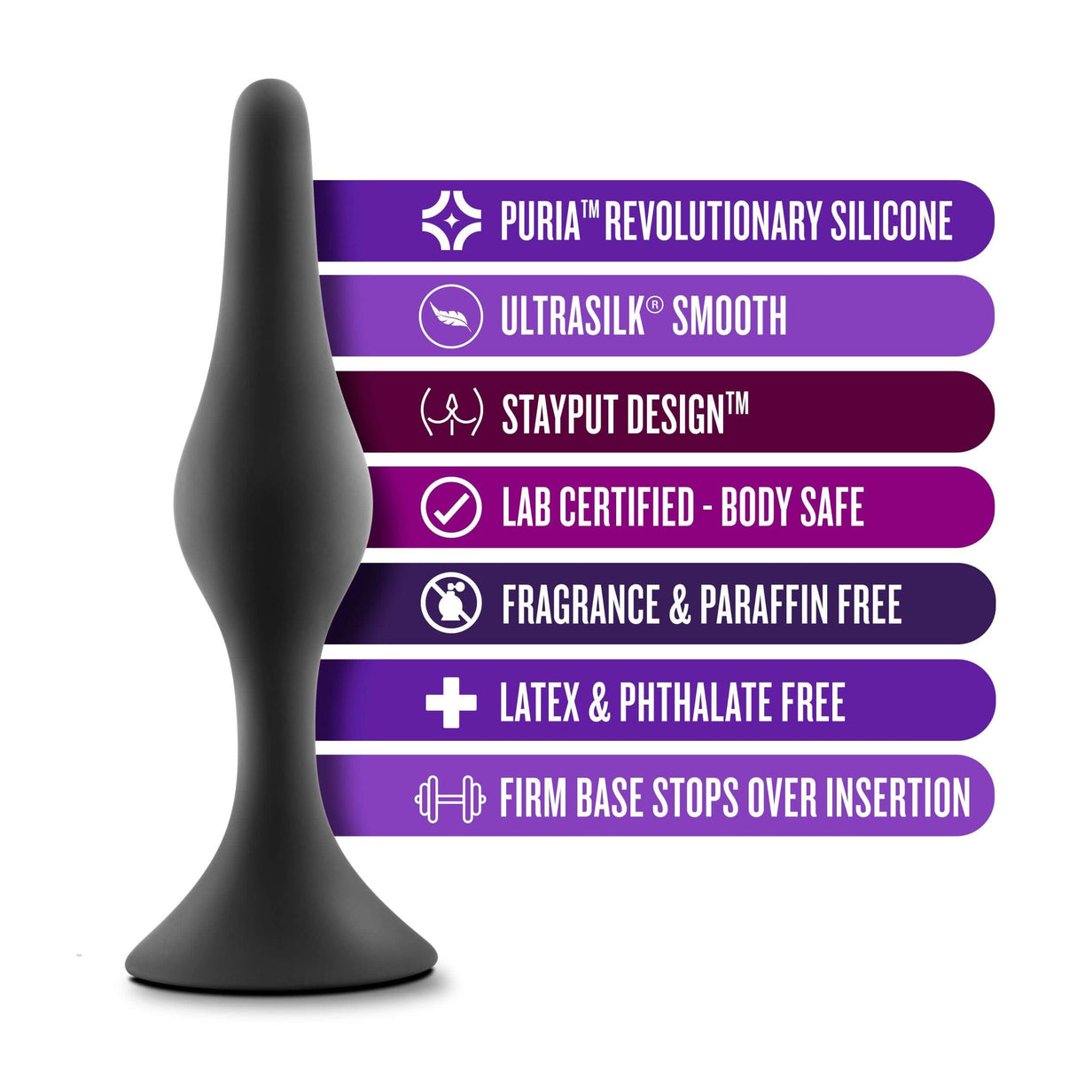 Anal Adventures Platinum - Silicone Beginner Plug - Small - Black | 819835027805 | Discreet Personal Wellness