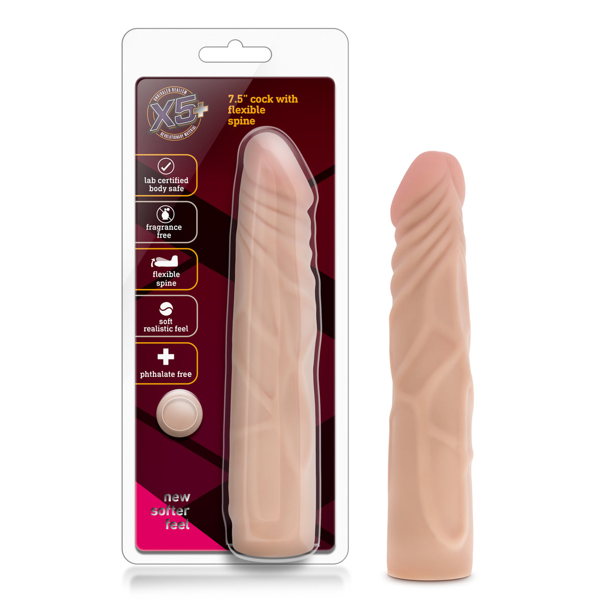 X5 7.5 Inch Dildo With Flexible Spine | 735380267537 | Discreet Personal Wellness