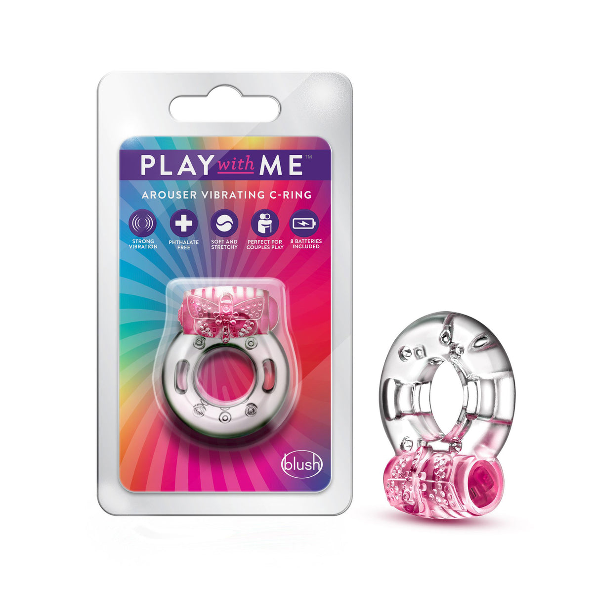 Play With Me - Arouser Vibrating C-Ring - Pink | 850002870473 | Discreet Personal Wellness