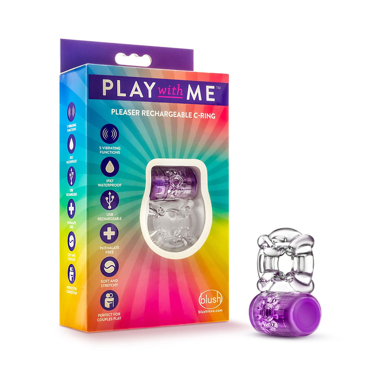 Play With Me - Pleaser Rechargeable C-Ring - Purple | 850002870442 | Discreet Personal Wellness