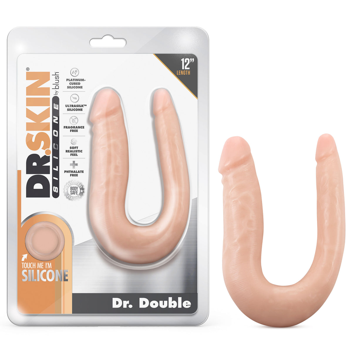 Dr. Skin Silicone - Dr. Double - 12 Inch Double Penis - Vanilla | 819835028574 | Discreet Personal Wellness