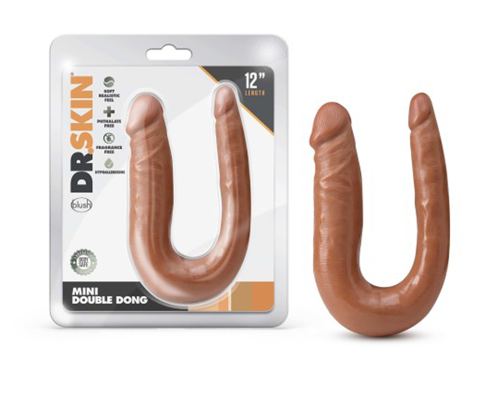 Dr. Skin Mini Double Penis - Mocha | 819835026952 | Discreet Personal Wellness
