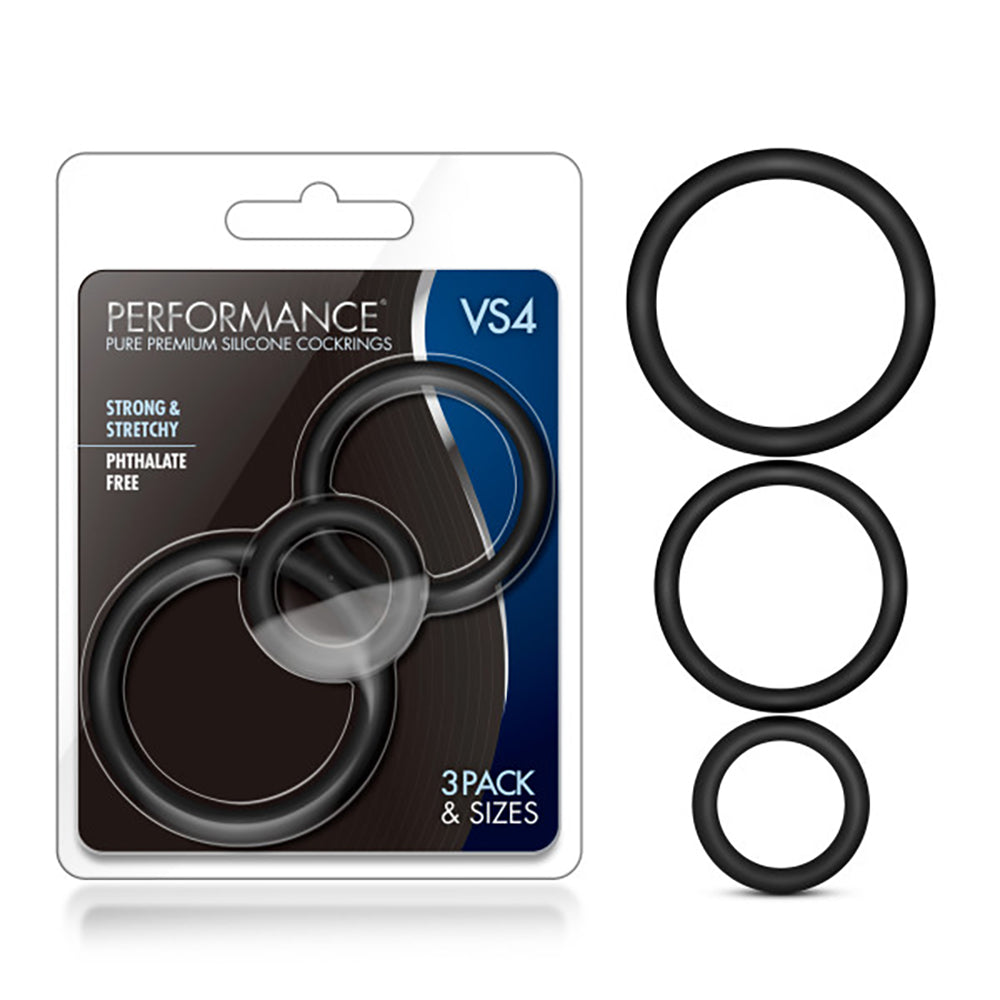 Performance - Vs4 Pure Premium Silicone Penisring Set - Black | 850002870220 | Discreet Personal Wellness