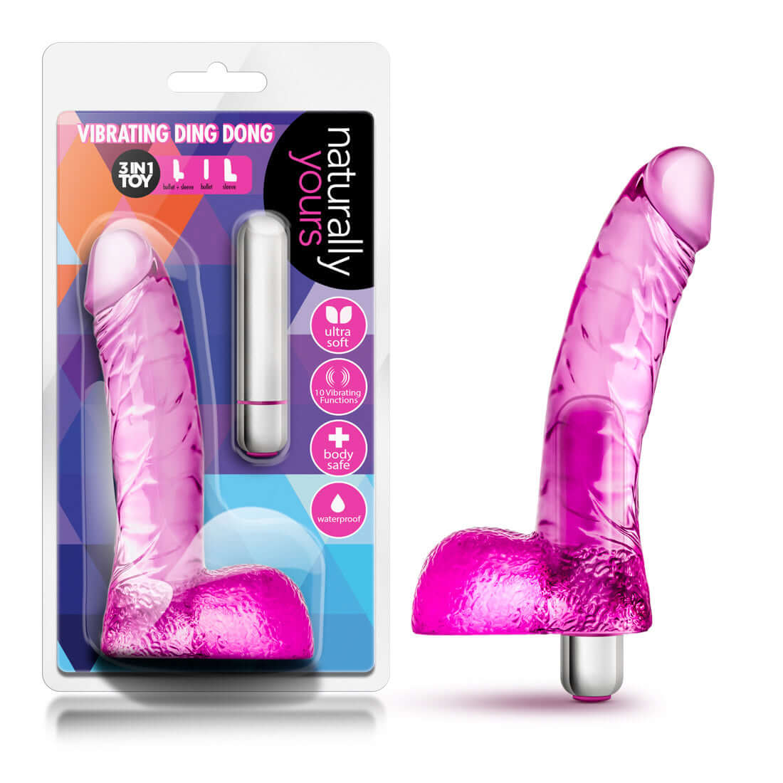 Naturally Yours - Vibrating Ding Penis - Pink | 702730691274 | Discreet Personal Wellness