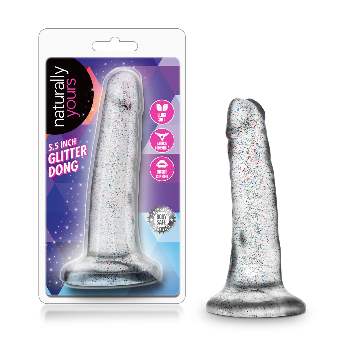 Naturally Yours - 5.5 Inch Glitter Penis - Sparkling Clear | 819835021377 | Discreet Personal Wellness