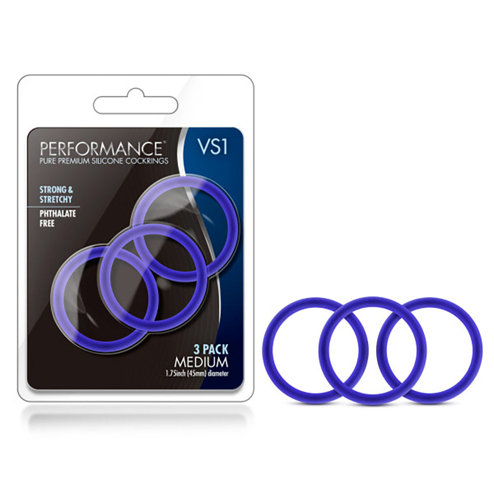 Performance - Vs1 Pure Premium Silicone Penisrings - Medium - Indigo | 853858007970 | Discreet Personal Wellness