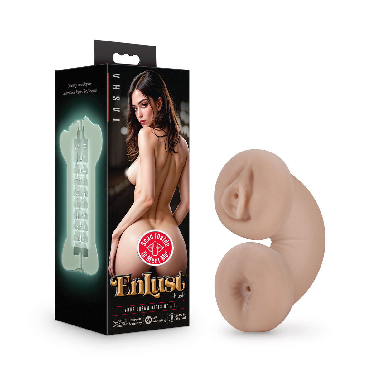 Enlust - Tasha - Soft and Wet Glow in the Dark Vagina And Ass Style Stroker | 810138370032 | Discreet Personal Wellness