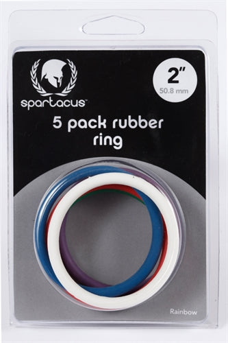 Rubber Penis Ring 5 Pack - 2 Inches - Rainbow | 669729410486 | Discreet Personal Wellness