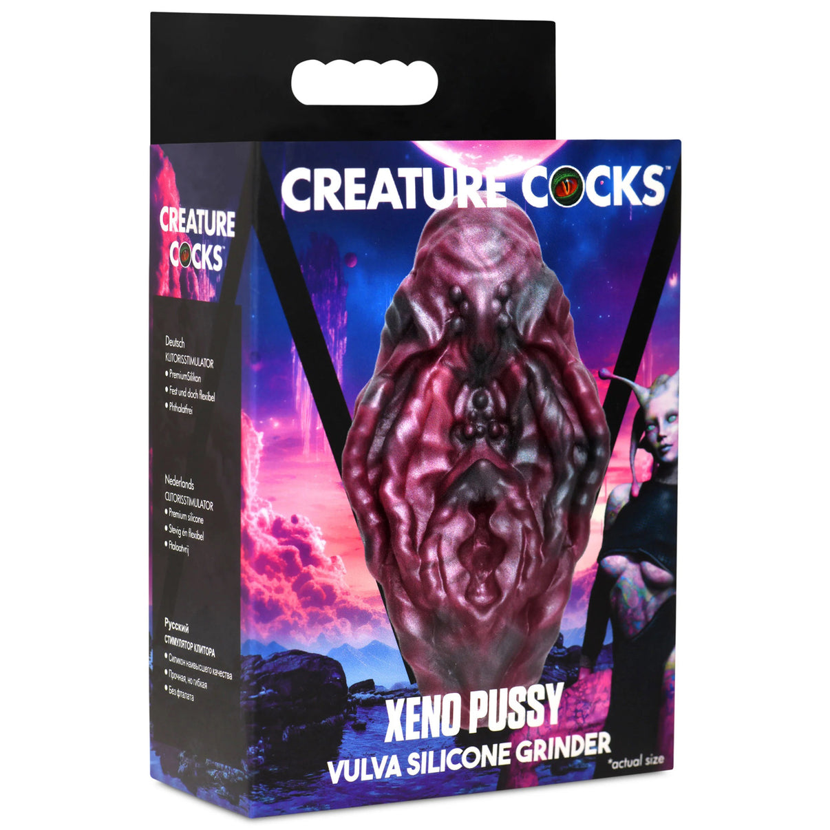 Creature Penis Xeno Vagina Vulva Silicone Grinder - Red/black | 848518054357 | Discreet Personal Wellness