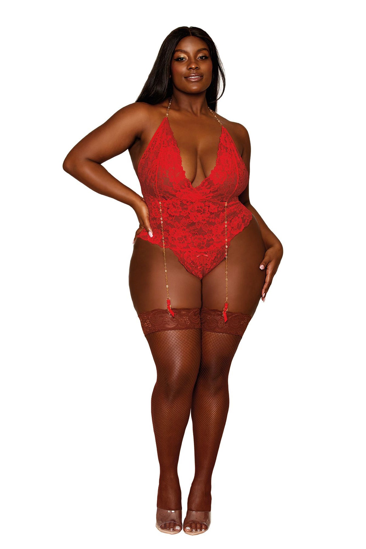 Garter Teddy - Queen Size - Ruby | 888368343928 | Discreet Personal Wellness