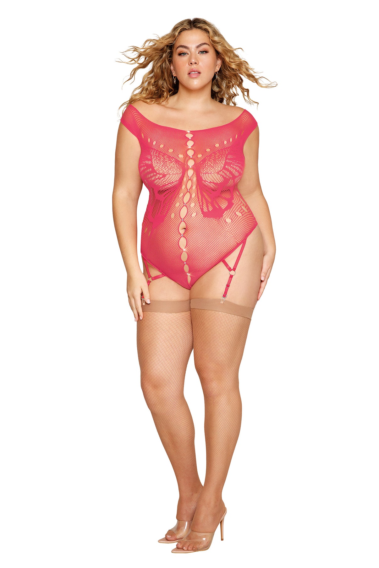 Garter Teddy - Queen Size - Watermelon | 888368352661 | Discreet Personal Wellness
