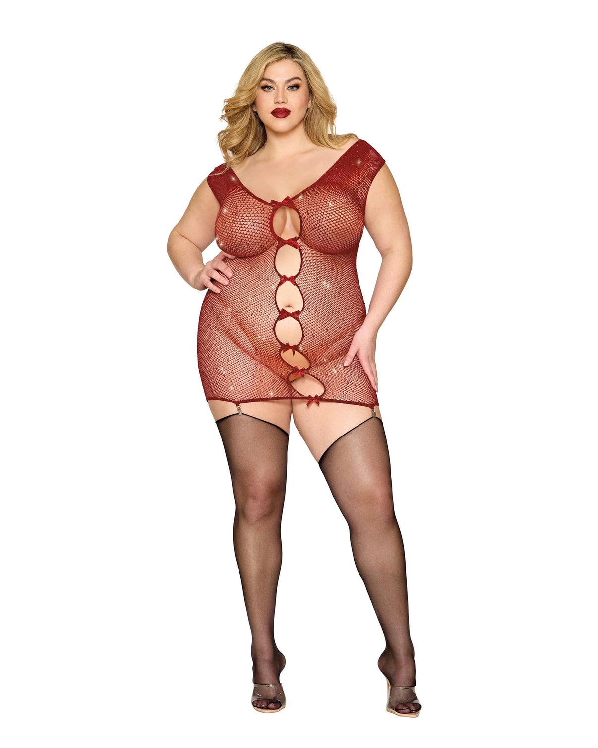 Garter Slip Dmnd - One Size Queen - Red | 888368357963 | Discreet Personal Wellness