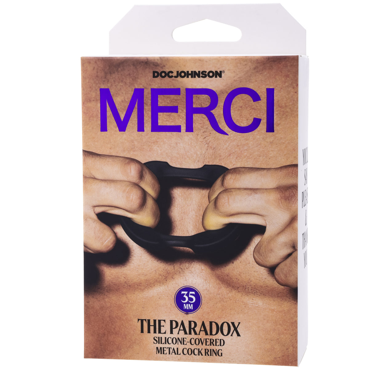 Merci - the Paradox - Silicone Covered Metal Penis Ring - 35mm - Black | 782421089771 | Discreet Personal Wellness