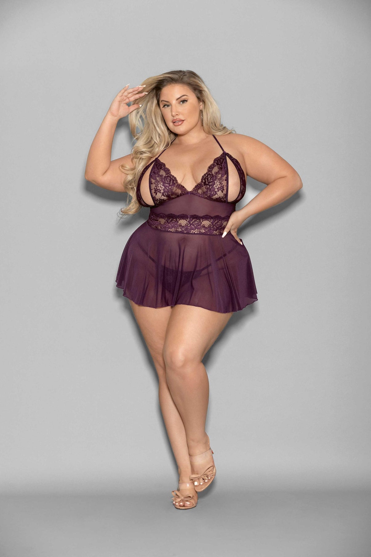 Shorty Babydoll - Queen Size - Plum | 763036321739 | Discreet Personal Wellness