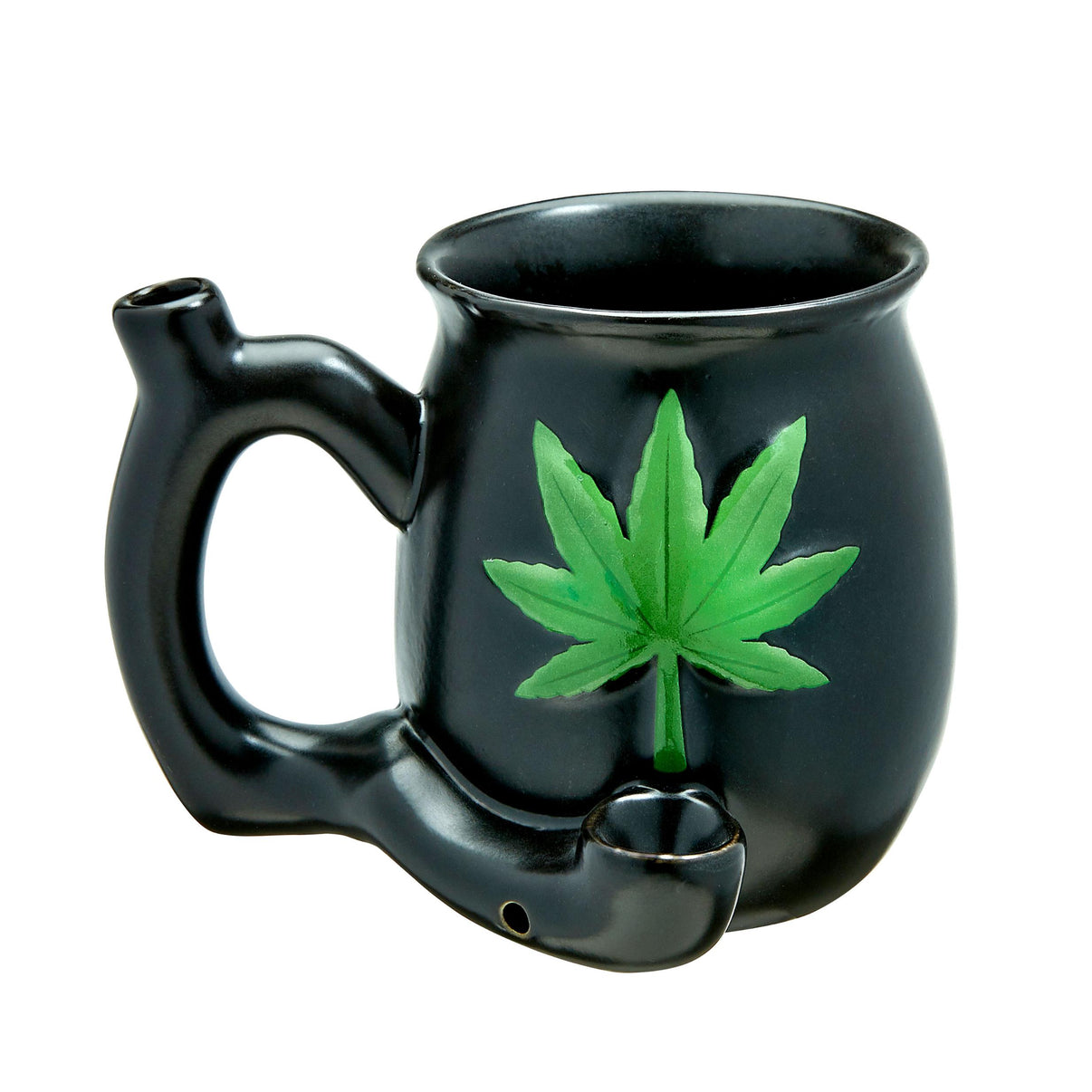 Black Matt Mug With Embossed Green Leaf - Roast and Toast | 638054825043 | Discreet Personal Wellness