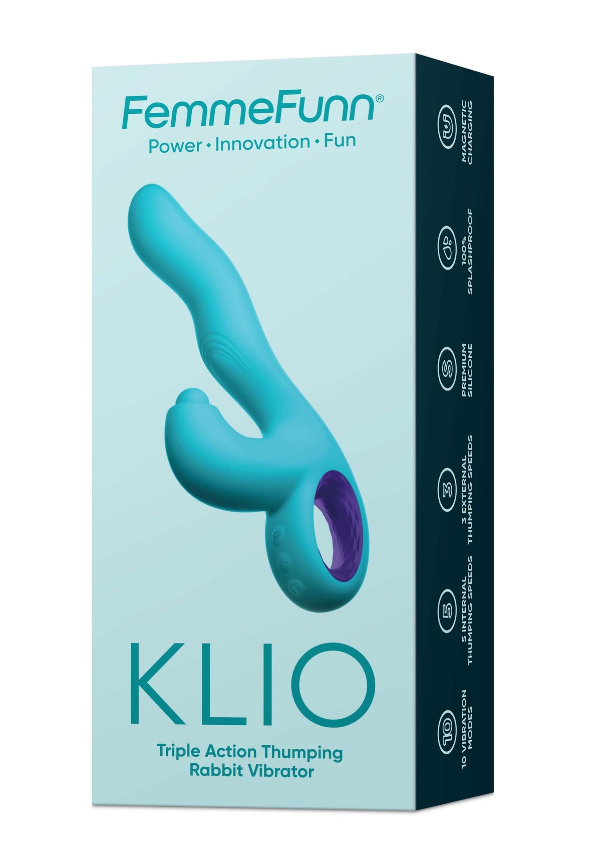 Klio Triple Action Thumping Rabbit Vibrator - Turquoise | 663546906344 | Discreet Personal Wellness