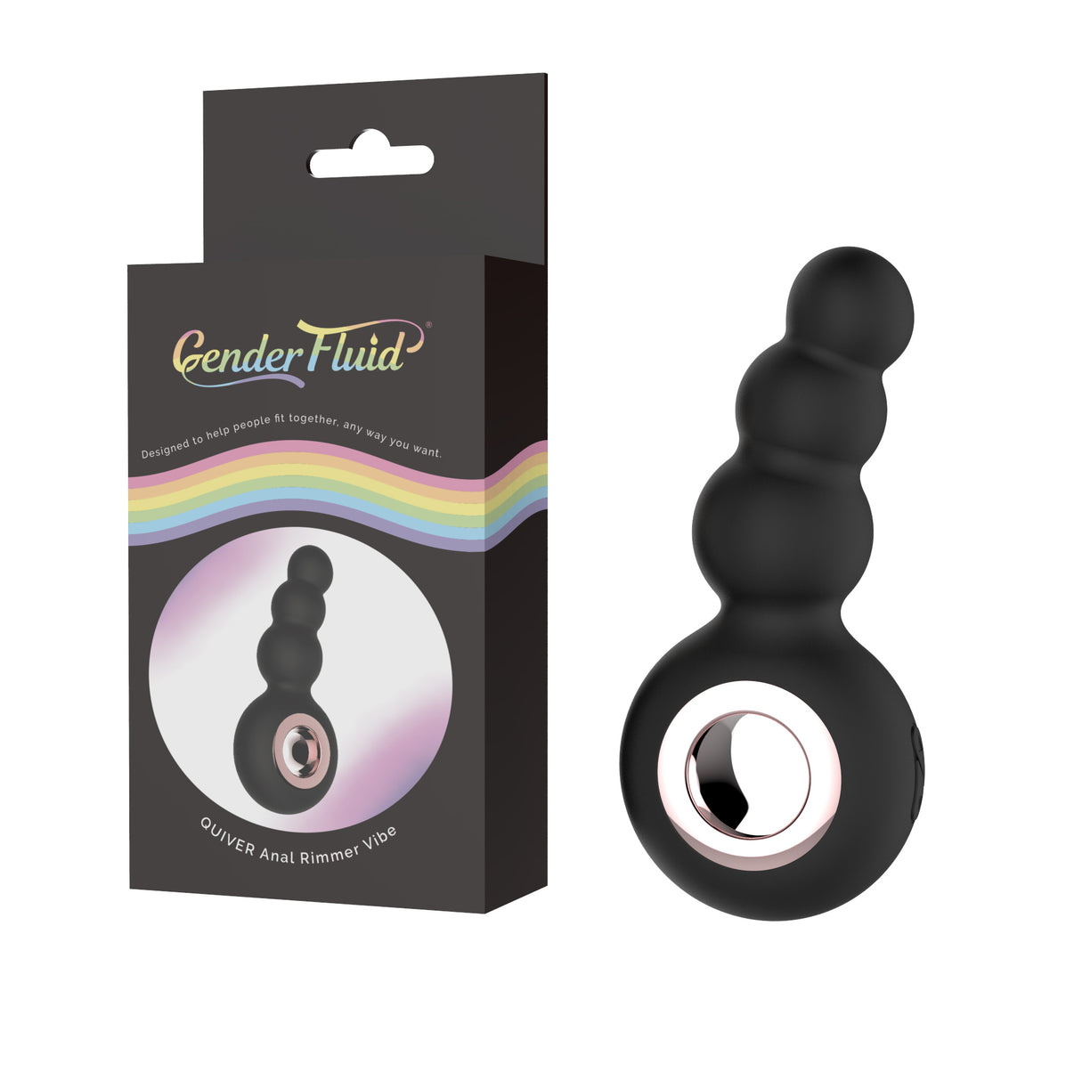Gender Fluid Quiver Anal Ring Bead Vibe - Black | 812024034264 | Discreet Personal Wellness