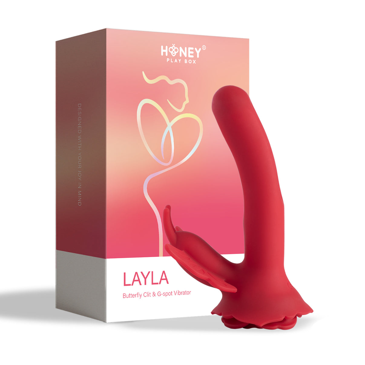 Layla - Butterfly Clitoris and G-Spot Vibrator - Red | 710022368117 | Discreet Personal Wellness