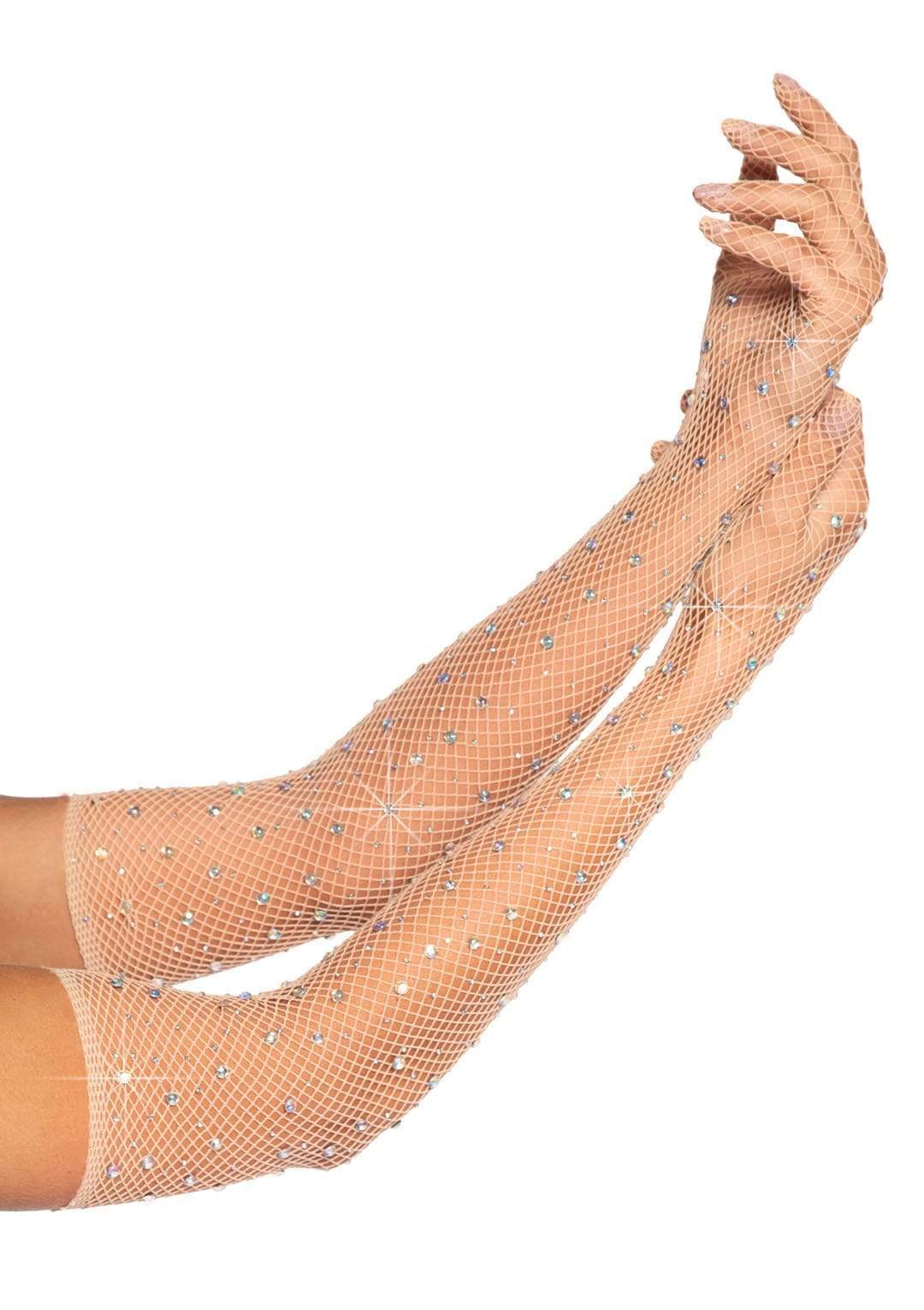 Rhinestone Fishnet Long Gloves Nude | 714718550664 | Discreet Personal Wellness