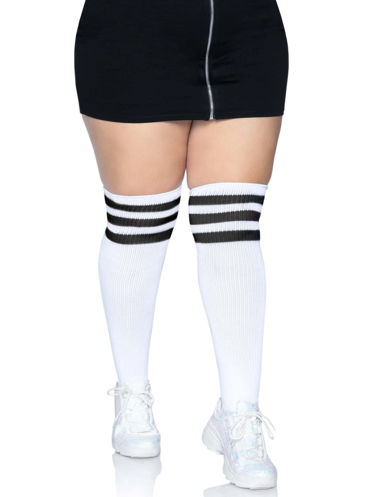 Over the Knee Athletic Socks - 1x/2x - White/black | 714718560533 | Discreet Personal Wellness
