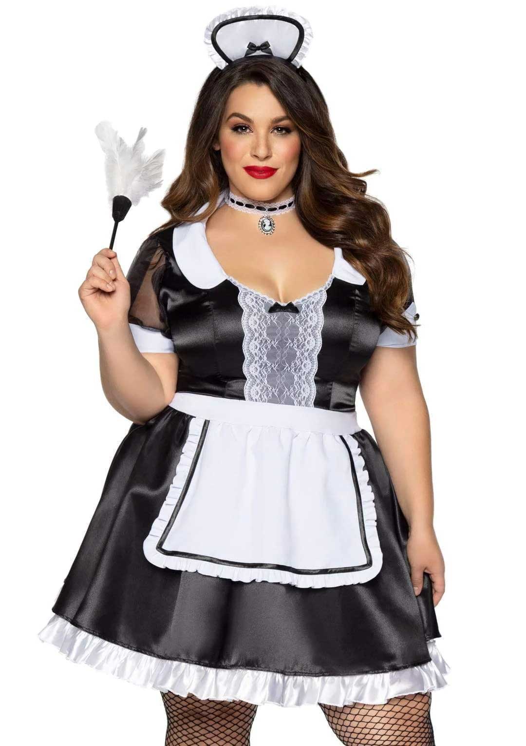 Plus Classic French Maid Costume - 1x/2x - Black / White | 714718552569 | Discreet Personal Wellness