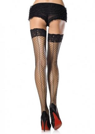 Stay Up Lace Top Thigh Highs With Backseam - One Size - Black | 714718390536 | Discreet Personal Wellness