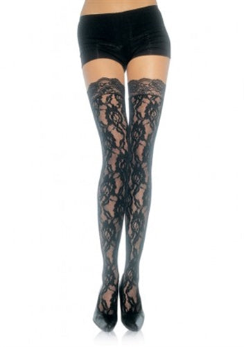 Lace Top Lace Thigh Highs - One Size - Black | 714718017150 | Discreet Personal Wellness