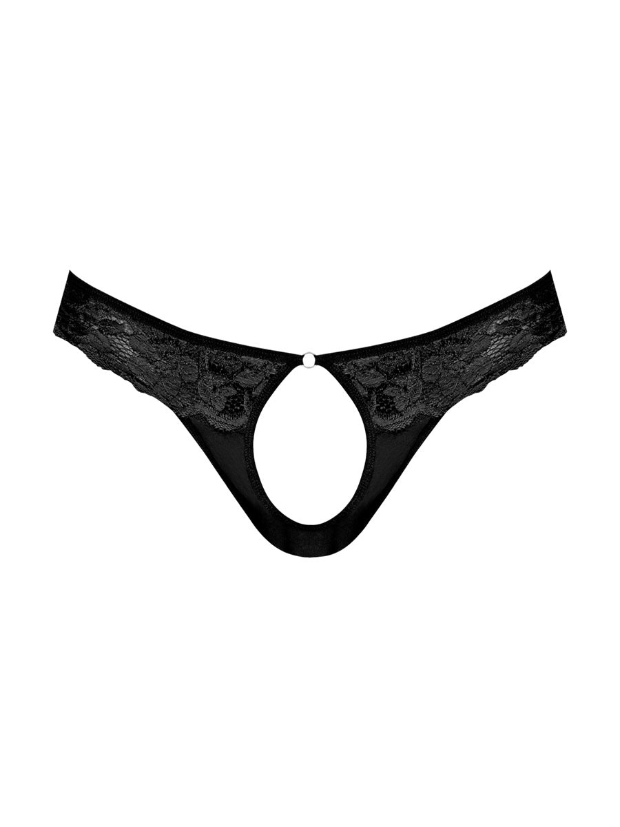 Sassy Lace - Open Ring Thong - Small/medium - Black | 845830089814 | Discreet Personal Wellness