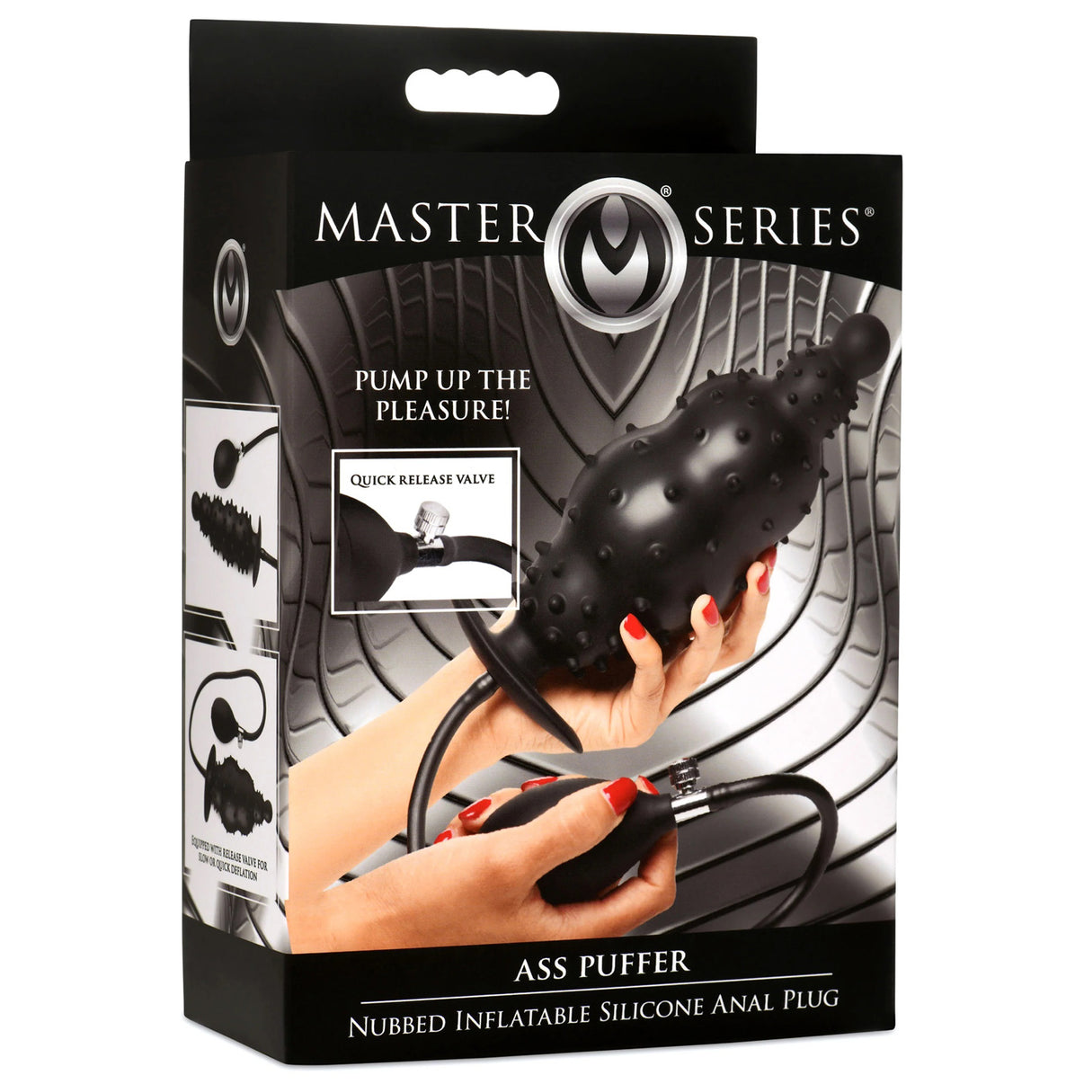 Ass Puffer Nubbed Inflatable Silicone Anal Plug - Black | 848518052346 | Discreet Personal Wellness