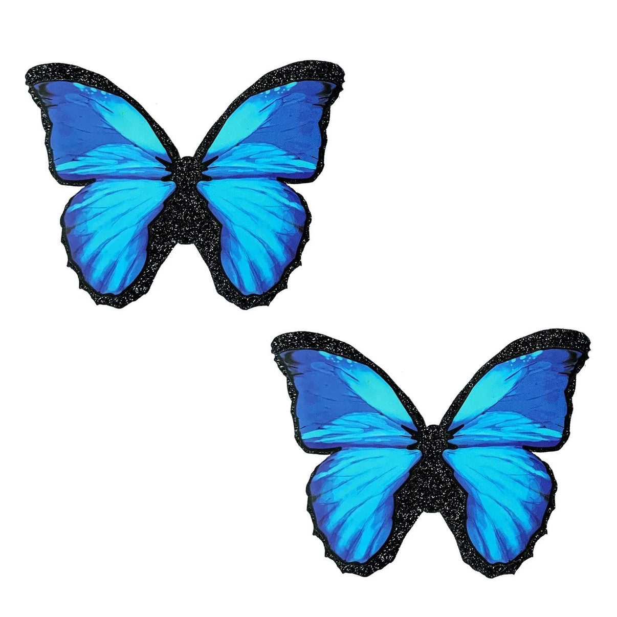 Beautiful Blue Black Glitter Butterfly Nipple Cover Pasties | 672975645168 | Discreet Personal Wellness