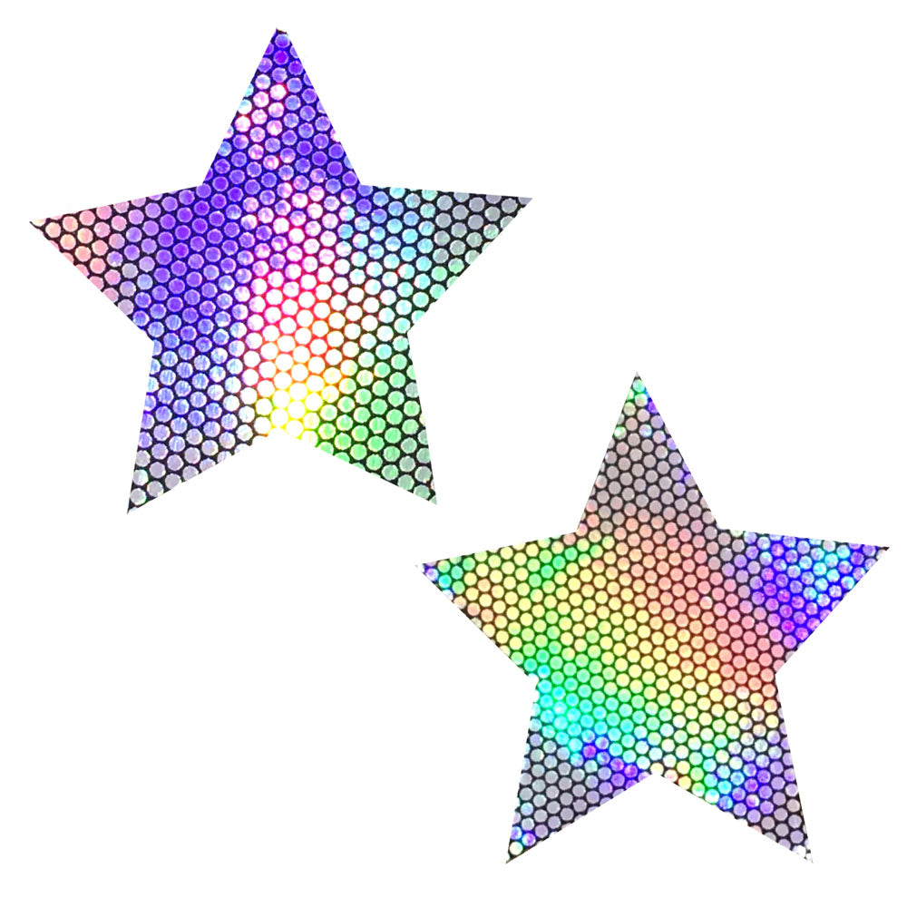 Liquid Party Silver Holographic Starry Nights Nipztix Pasties | 733074136251 | Discreet Personal Wellness