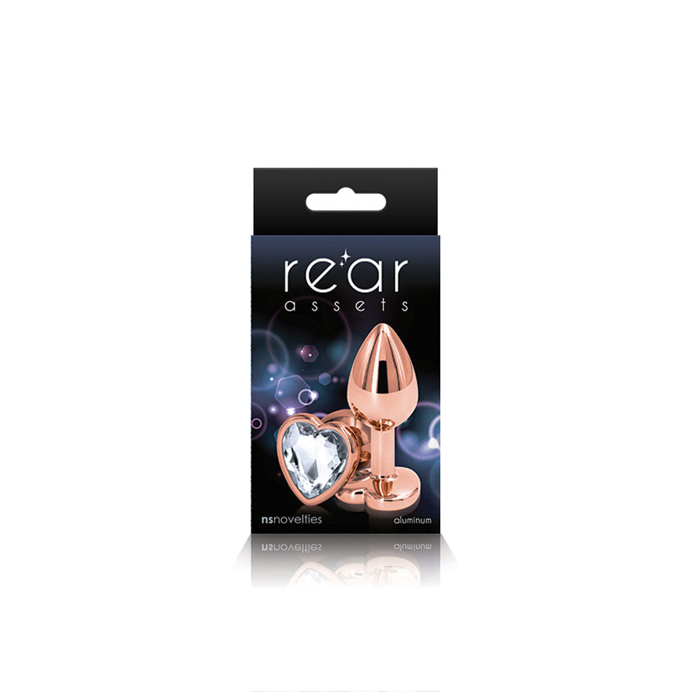 Rear Assets - Rose Gold Heart - Small - Clear | 657447103124 | Discreet Personal Wellness