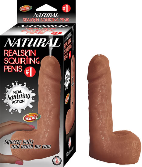 #1 Natural Realskin Squirting Penis - Brown | 782631284102 | Discreet Personal Wellness