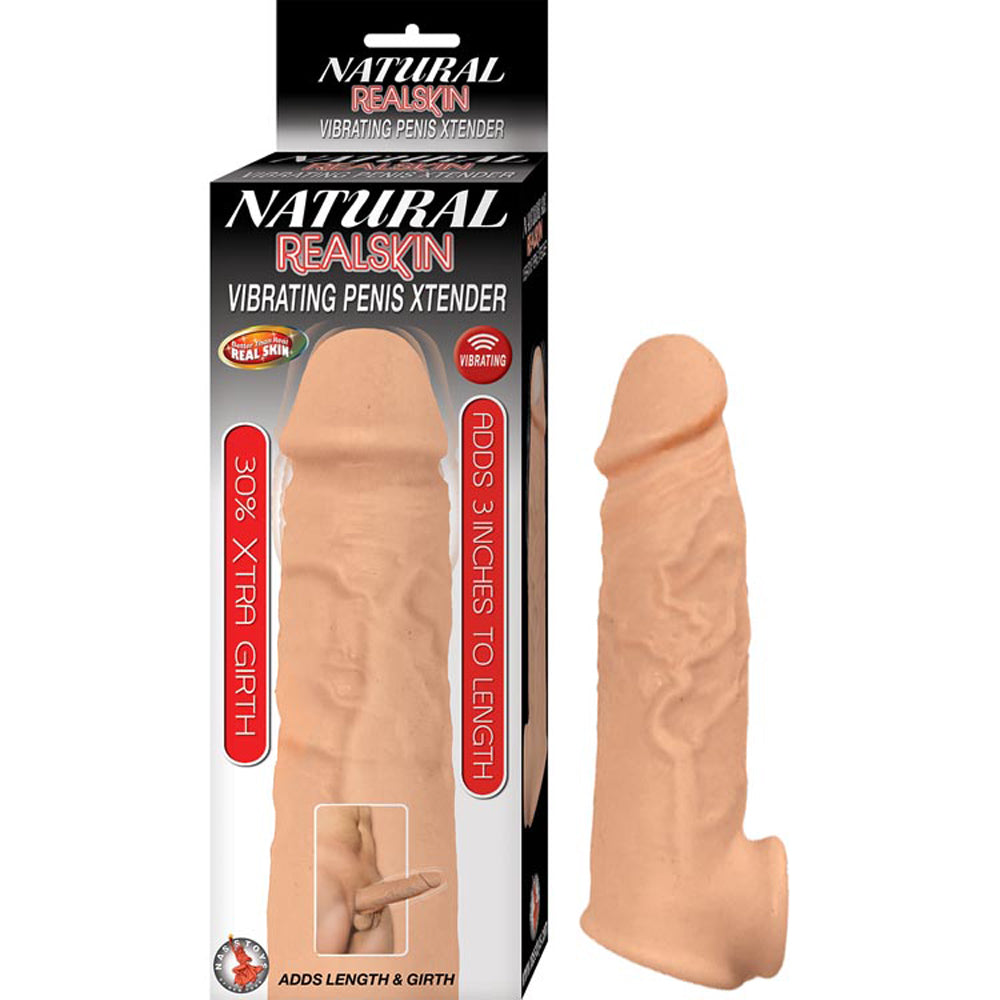 Natural Realskin Vibrating Penis Xtender | 782631295719 | Discreet Personal Wellness