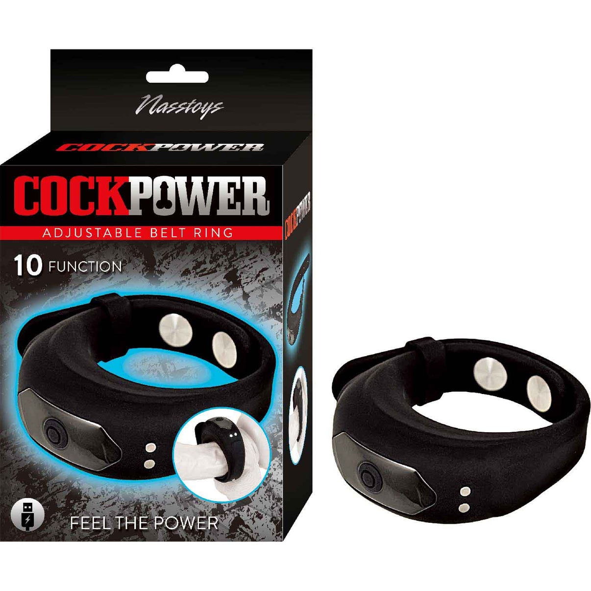 Penispower Adjustable Belt Ring - Black | 782631316704 | Discreet Personal Wellness