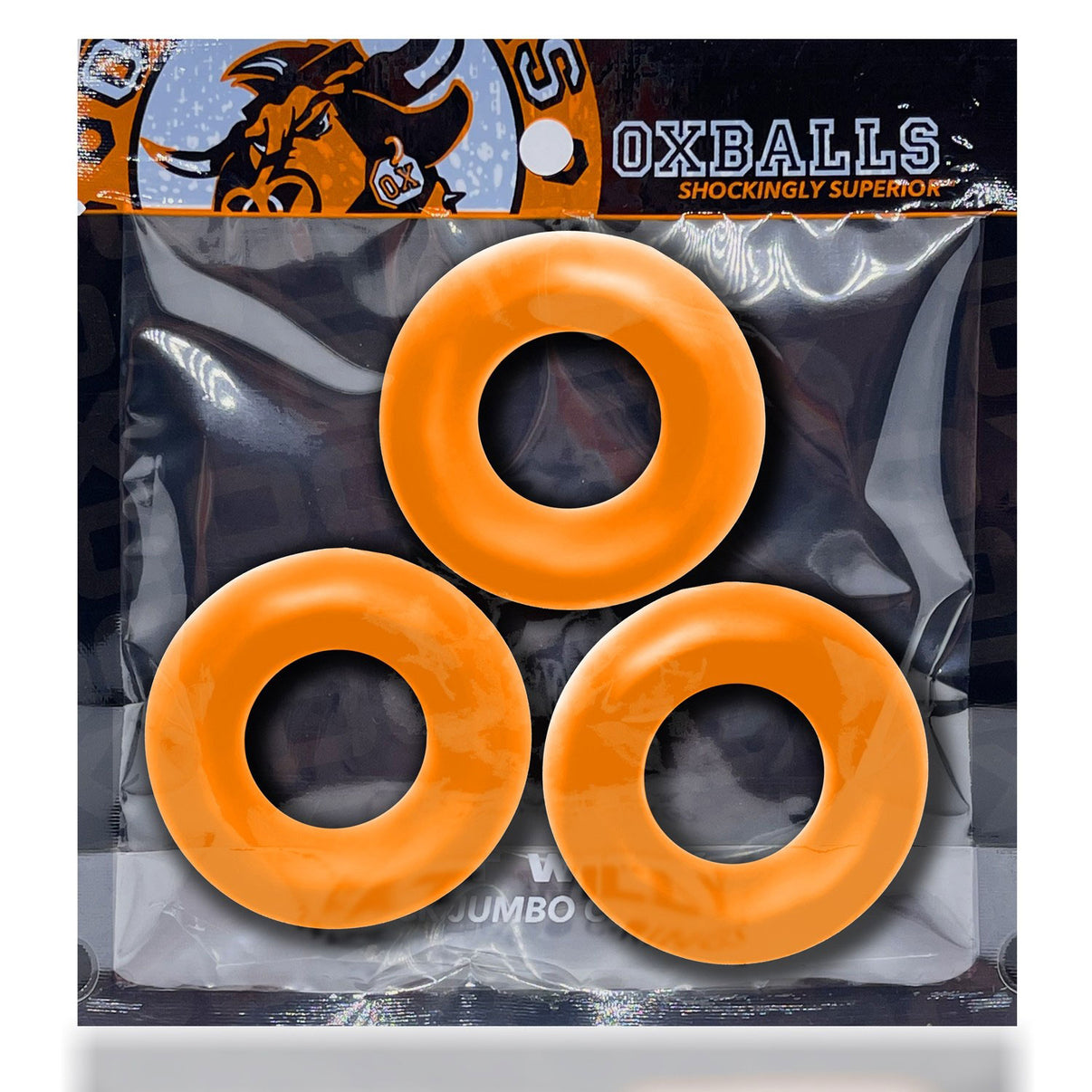 Fat Willy 3-Pack Jumbo Penisring - Orange | 840215121035 | Discreet Personal Wellness
