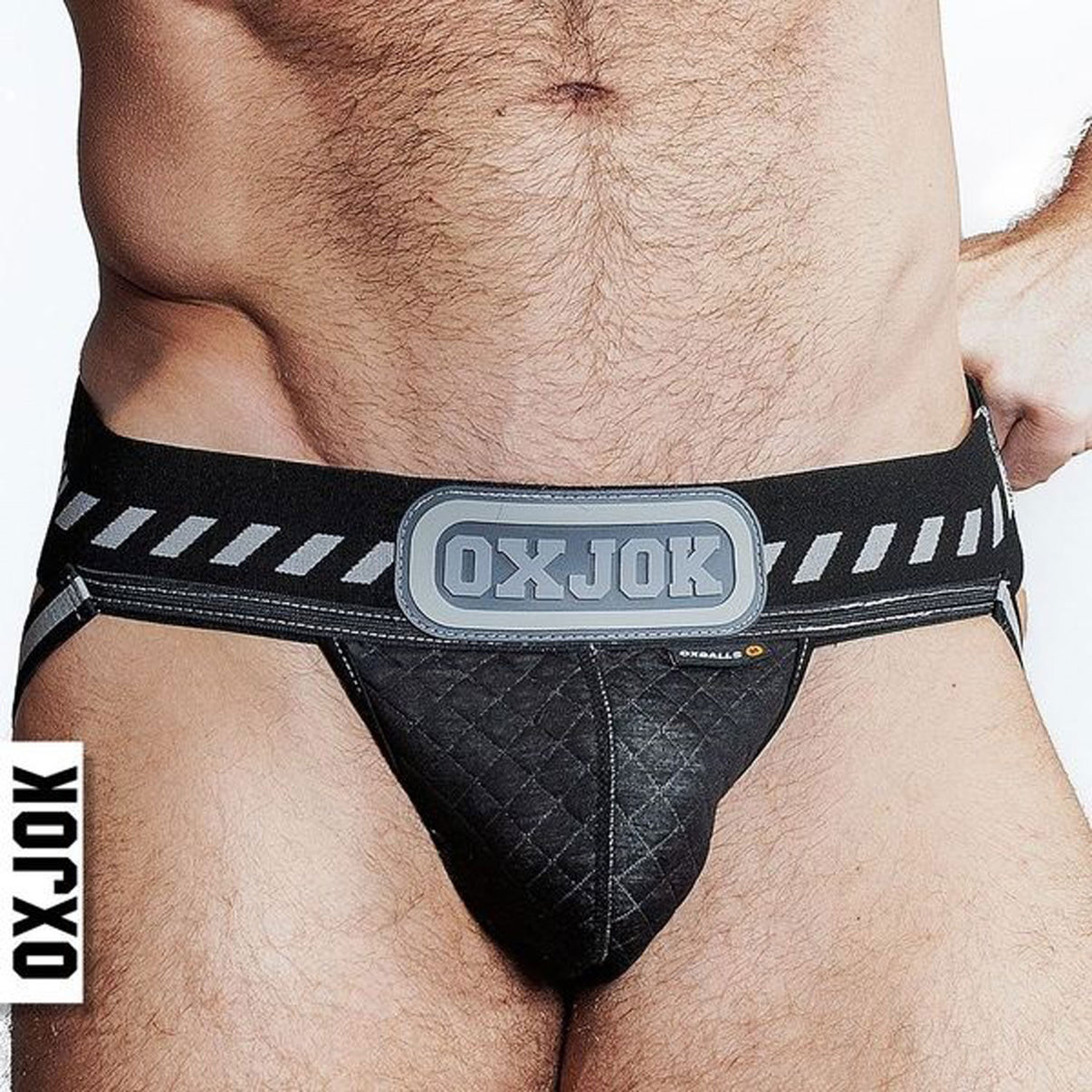 Packer Industrial Quilted Cargo Strapjock Black Puff Medium | 840215125866 | Discreet Personal Wellness
