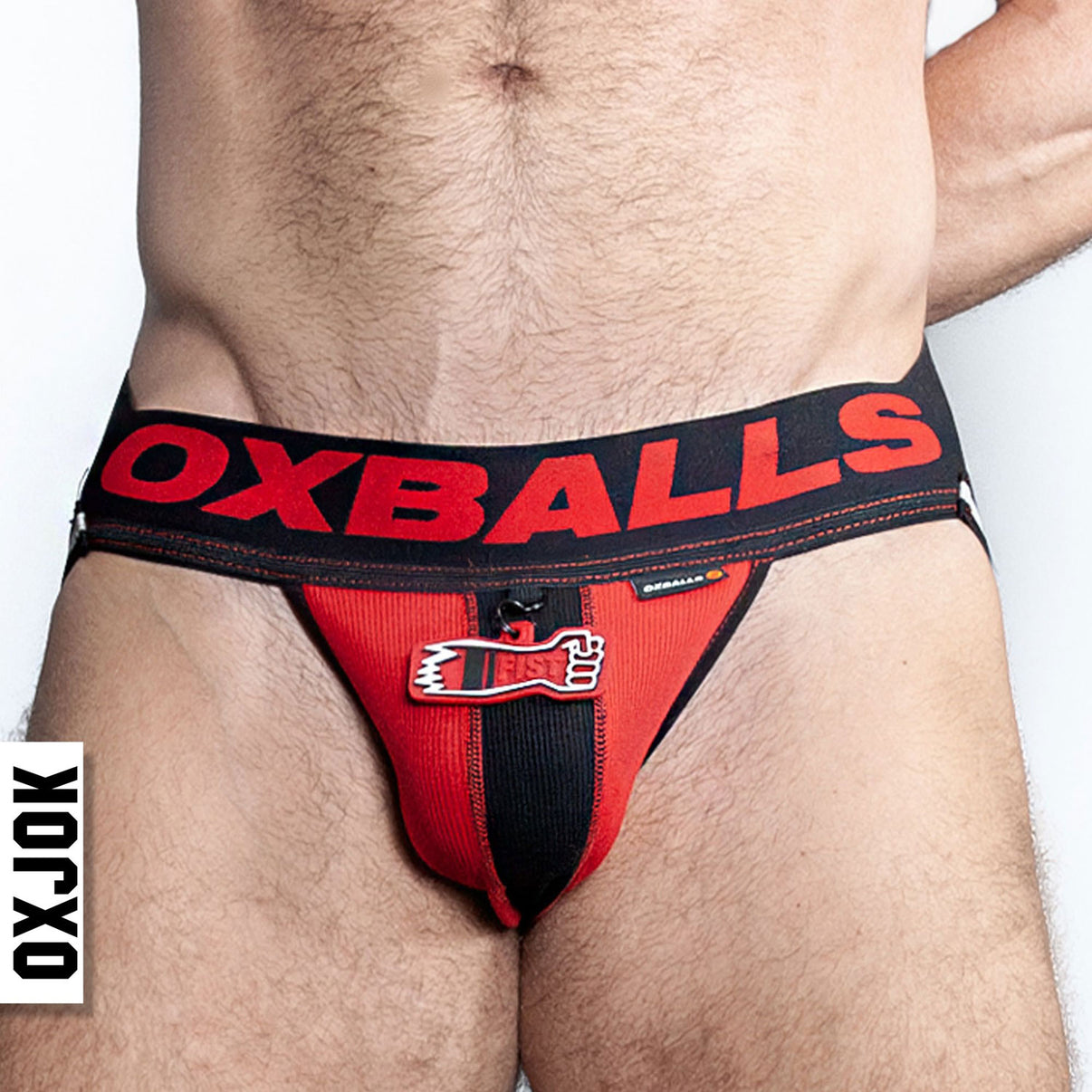 Fisterjock 3d Fist Tagger Jock Black/red Medium | 840215125606 | Discreet Personal Wellness