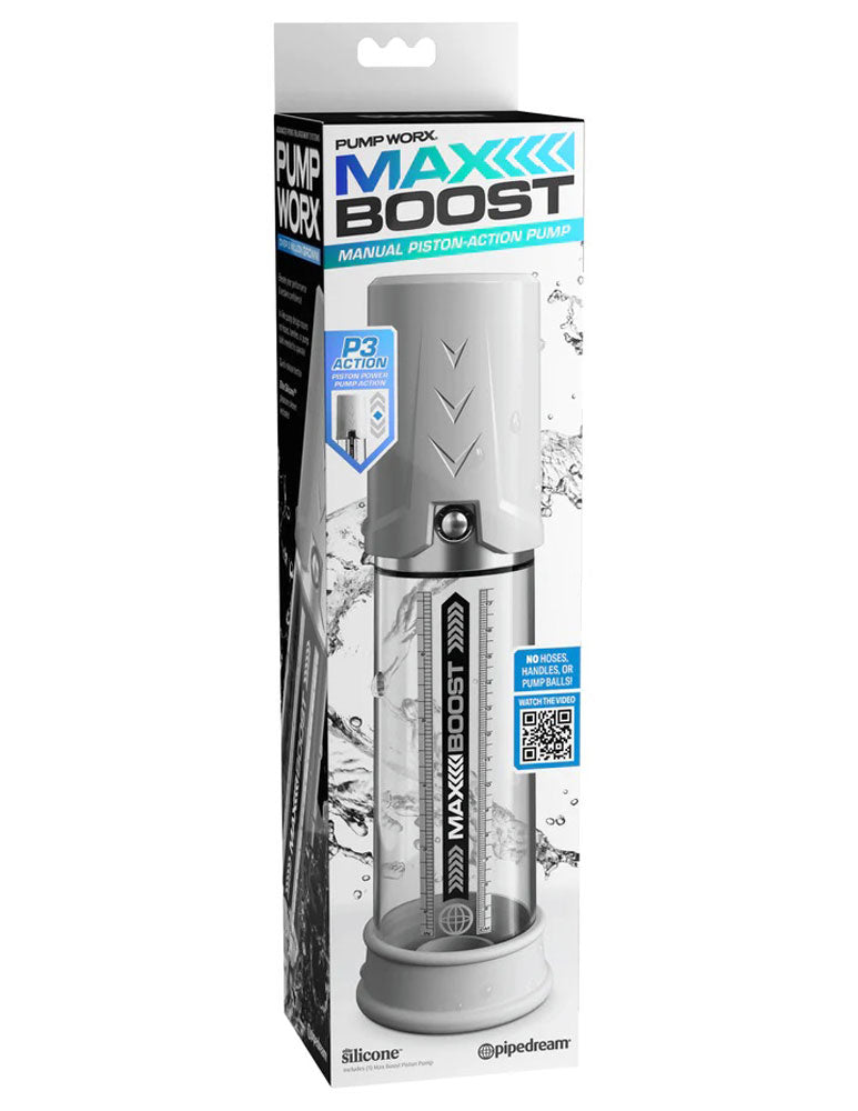 Pump Work Max Boost - White/clear | 603912774627 | Discreet Personal Wellness