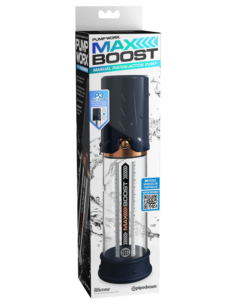 Pump Worx Max Boost - Blue/clear | 603912774641 | Discreet Personal Wellness