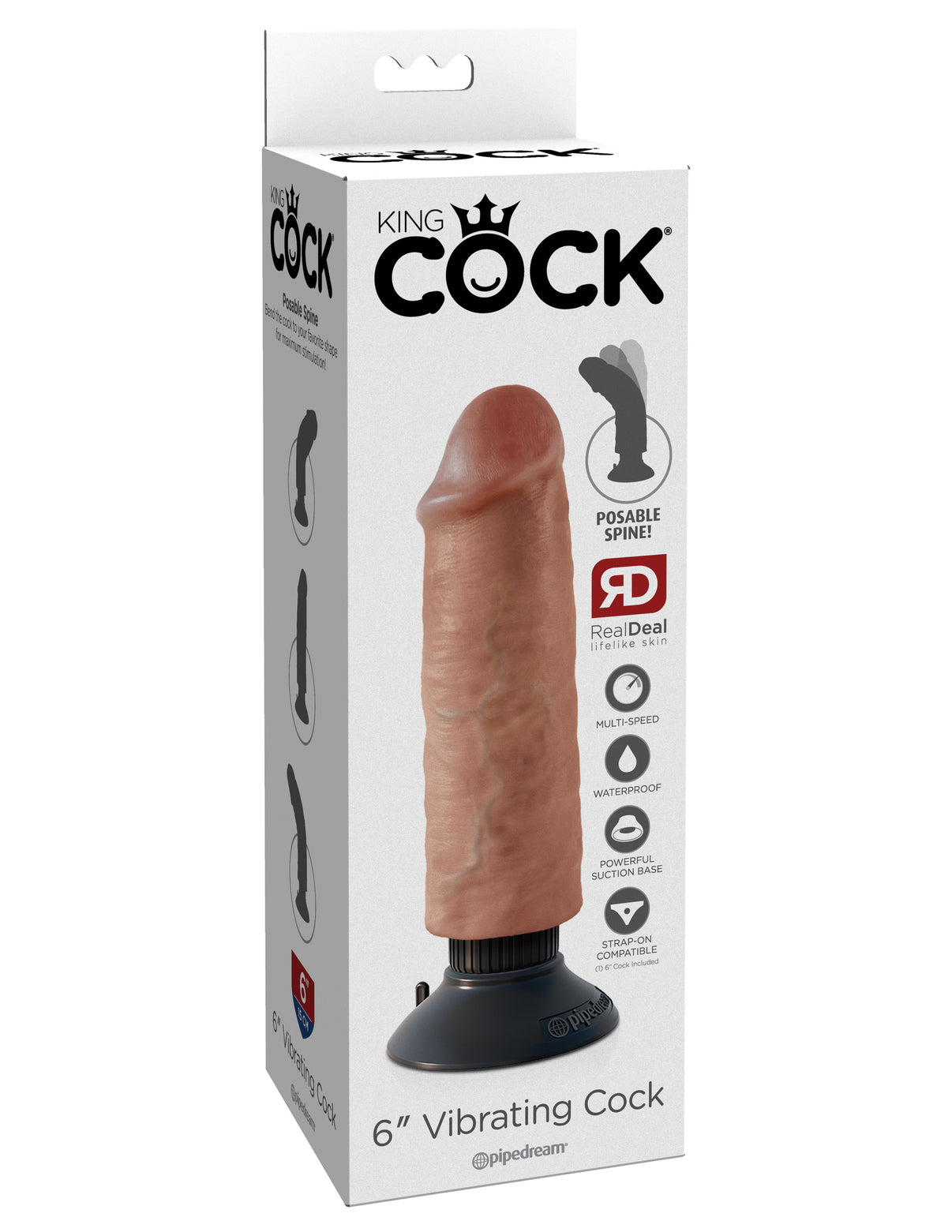 King Penis 6 Inch Vibrating Penis - Tan | 603912753240 | Discreet Personal Wellness