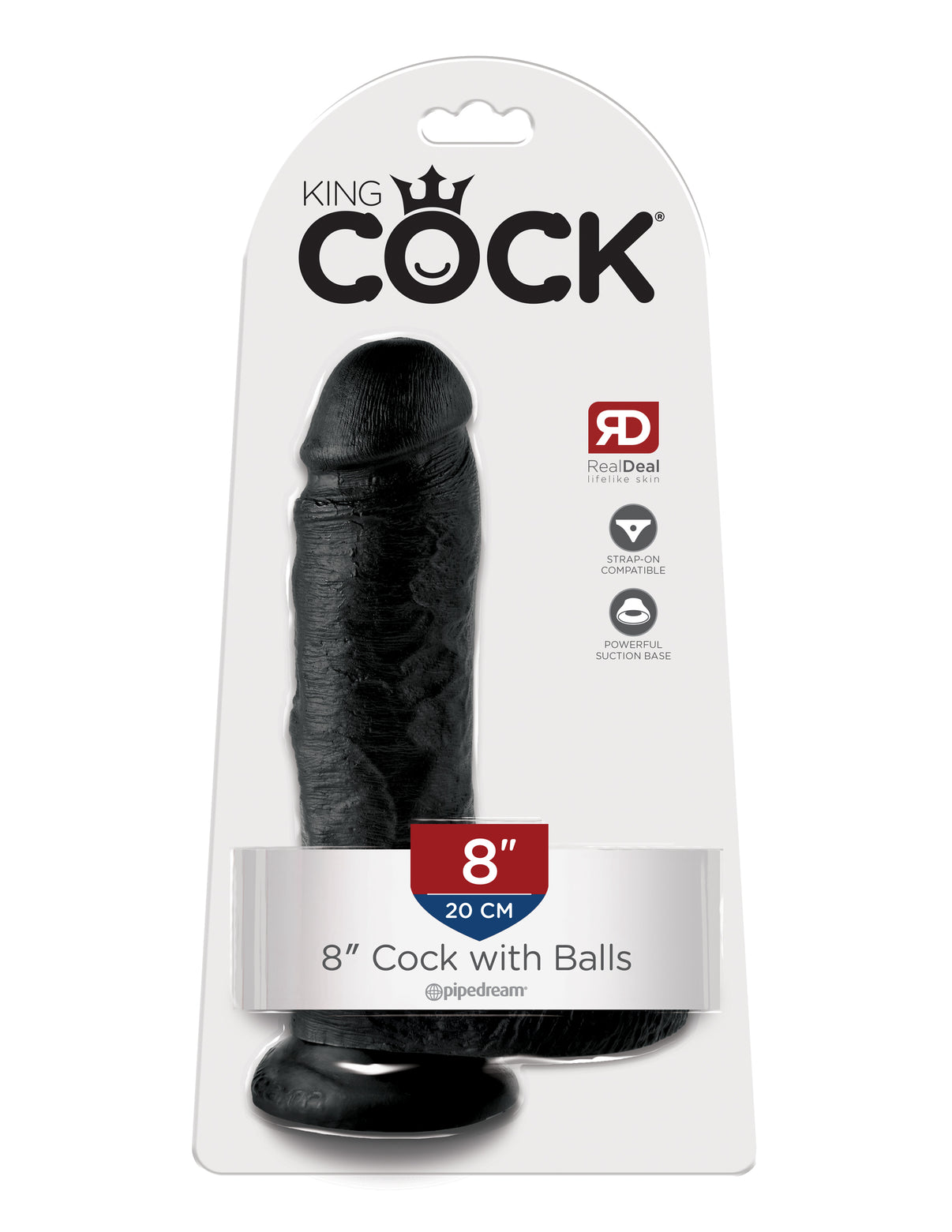 King Penis 8-Inch Penis With Balls - Black | 603912350234 | Discreet Personal Wellness