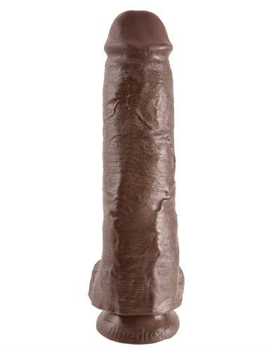King Penis 11 Inch Penis With Balls - Brown | 603912350319 | Discreet Personal Wellness