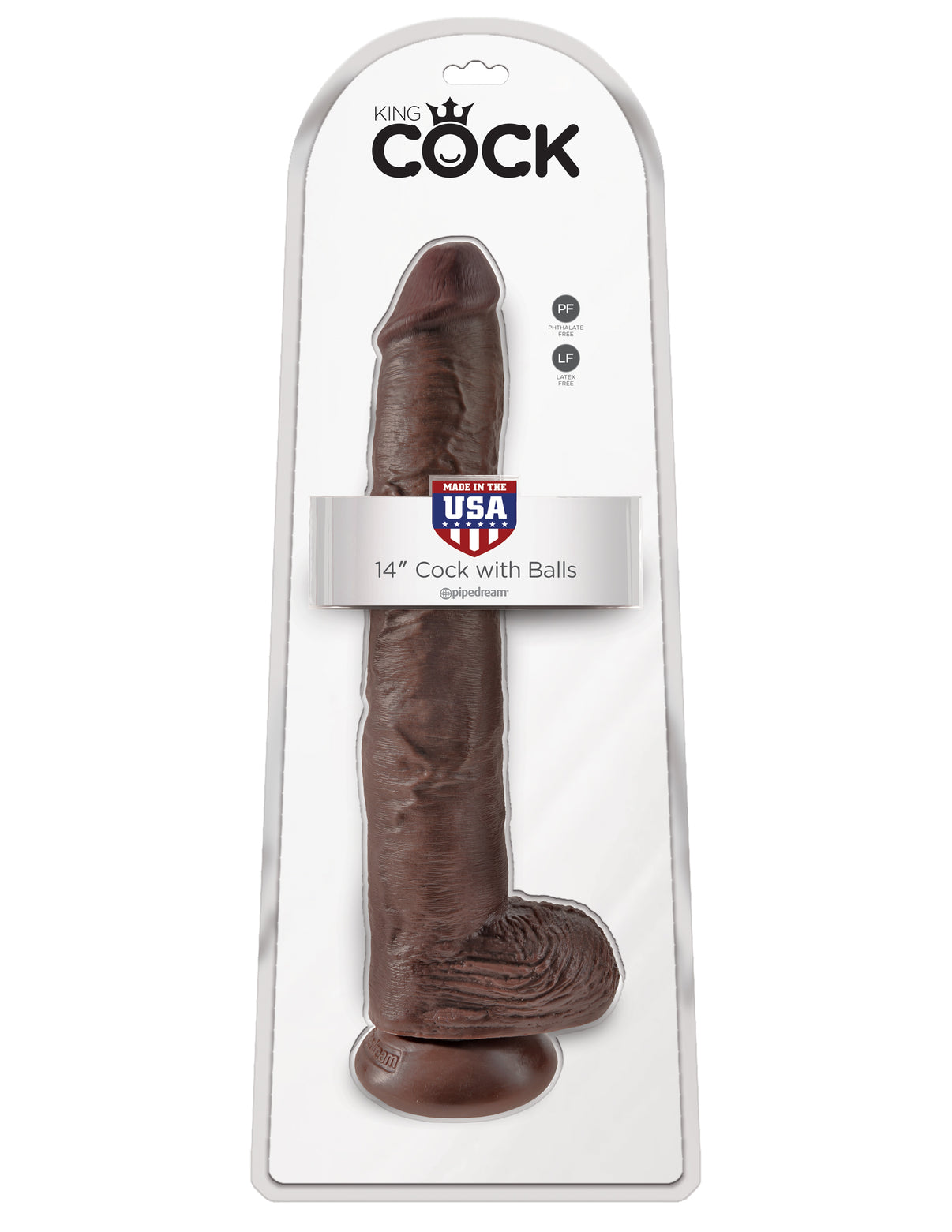 King Penis 14 Inch Penis With Balls - Brown | 603912746679 | Discreet Personal Wellness